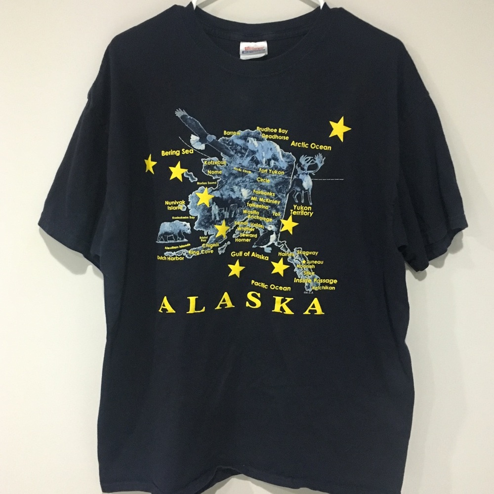 Vintage Style Alaska Map Tee Size XL
